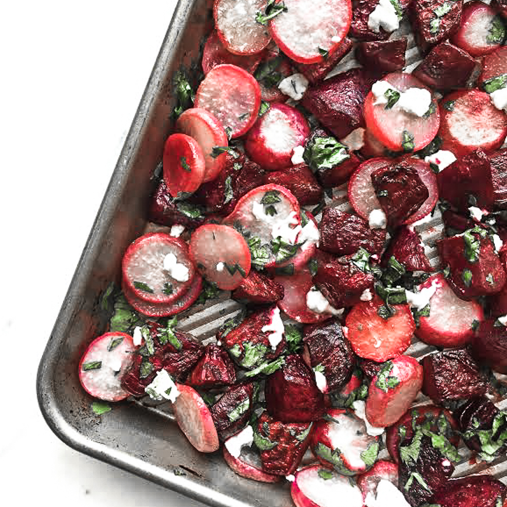 Roasted Beets and Radishes with Goat Cheese