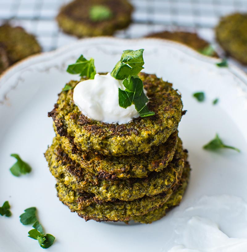 Baked Broccoli and Spinach Fritters