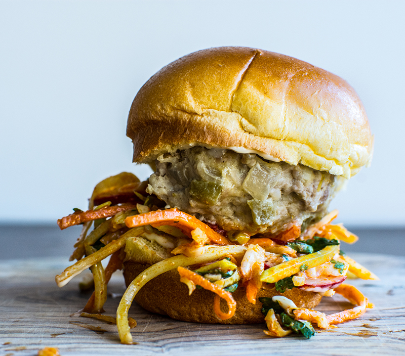 Instant Pot Green Chile Sliders with Sriracha Coleslaw