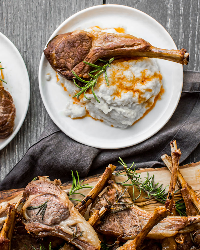 Instant Pot Lamb Chops with Creamed Caulifower