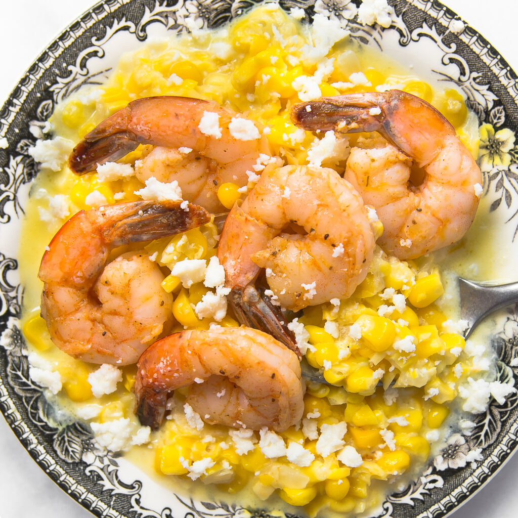 Creamed Corn with Old Bay Shrimp