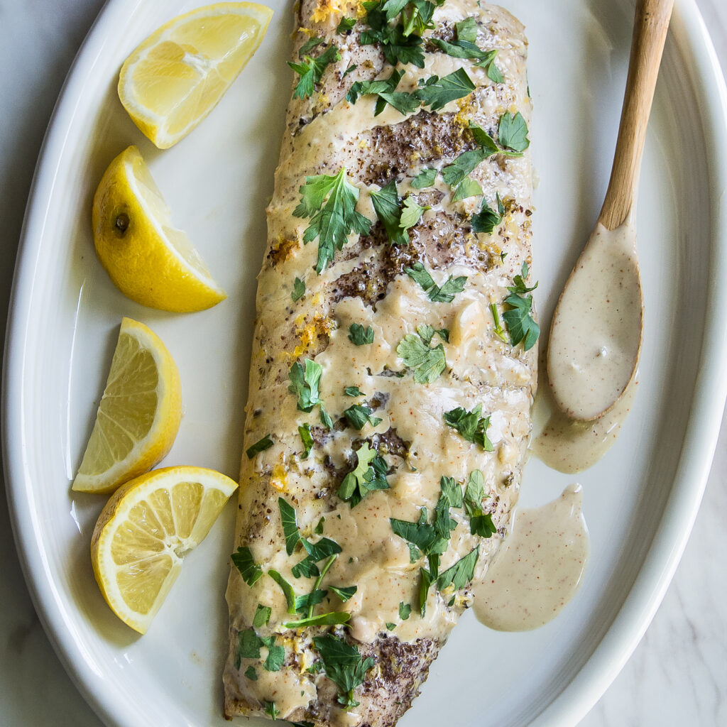 Sumac Roasted Snapper with Spicy Tahini Sauce