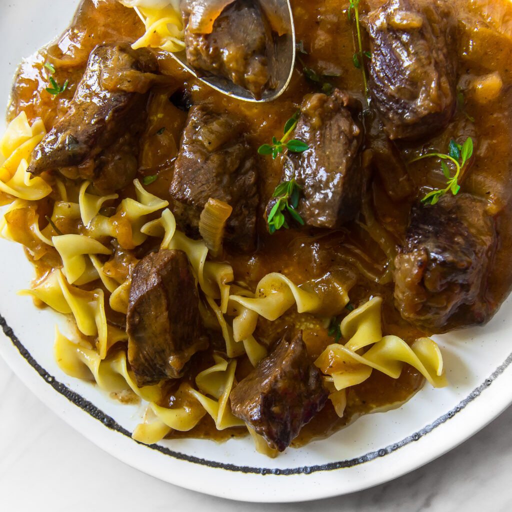 Beer Braised Beef and Onions