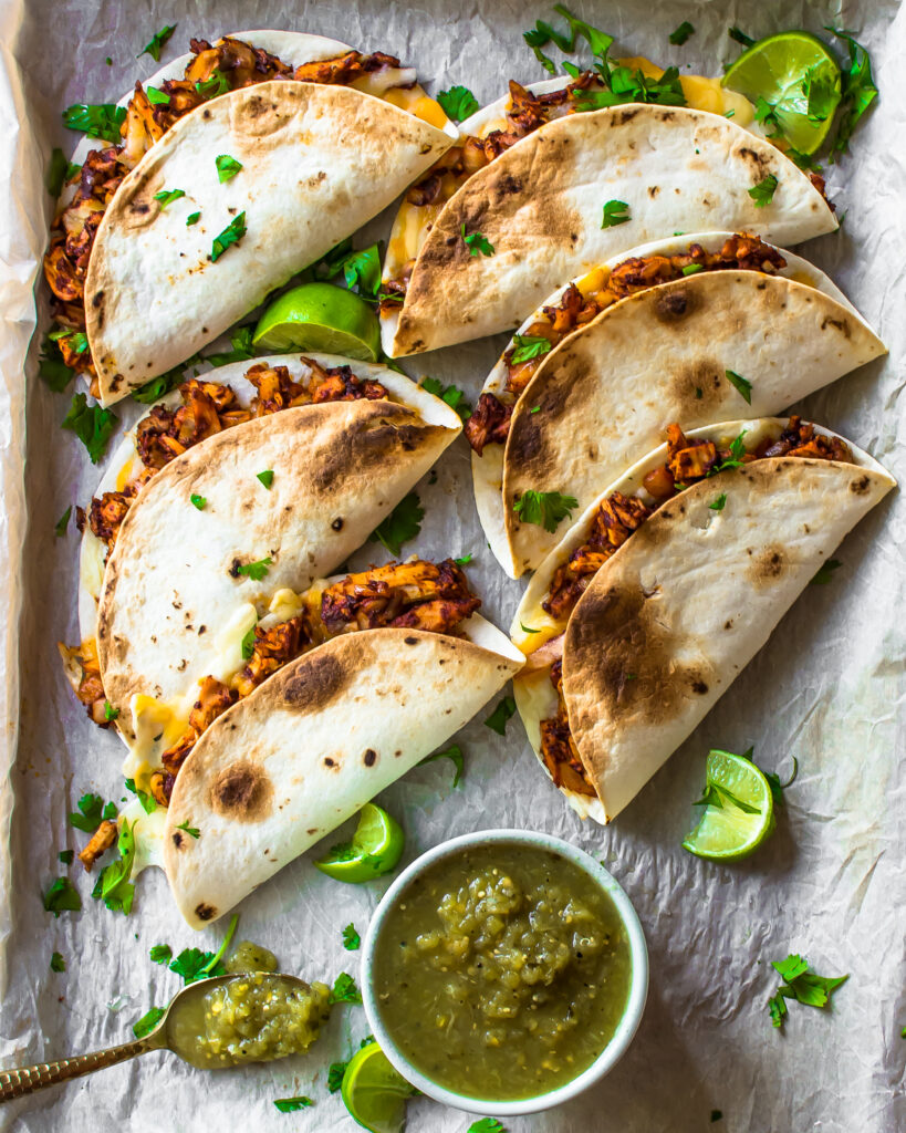 Baked Green Chile Chicken Tacos